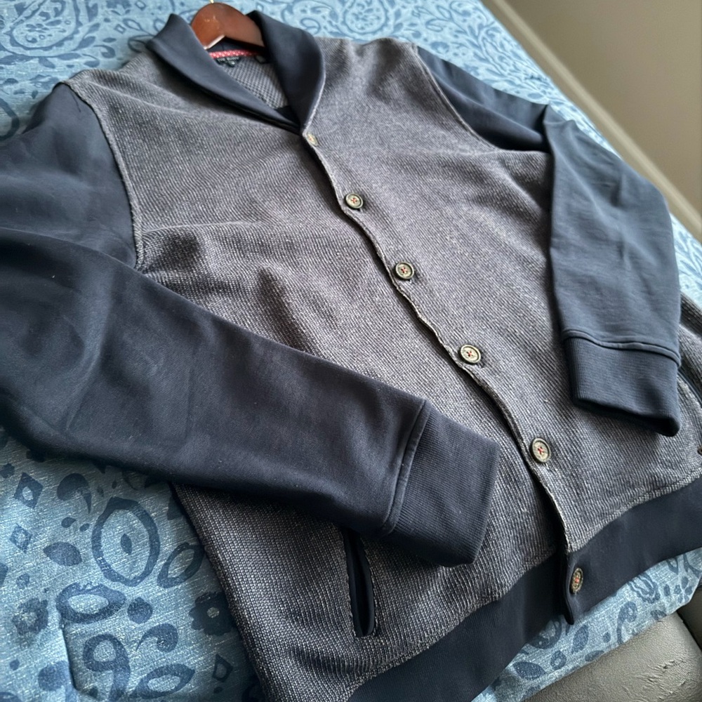 Ted Baker Men's Navy and Gray Button-Up Jacket